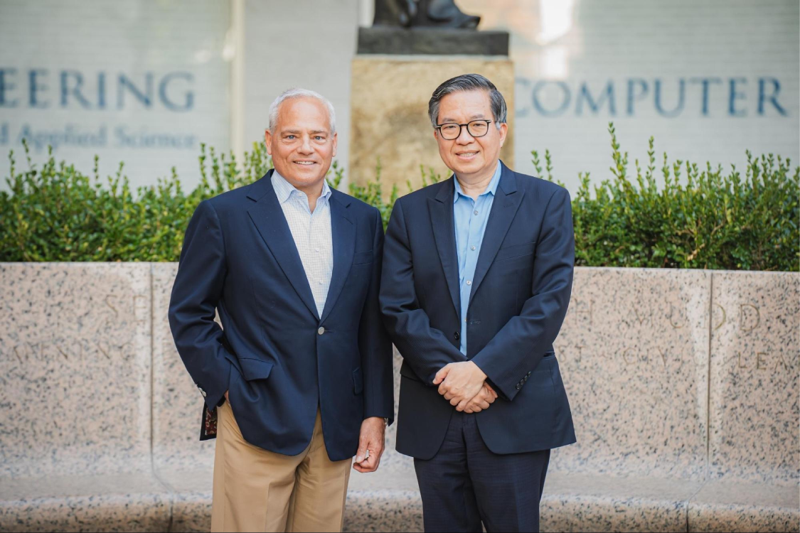 Tech CEO guest speaker Thomas Caulfield of GlobalFoundries with Columbia Engineering Dean Shih-Fu Chang