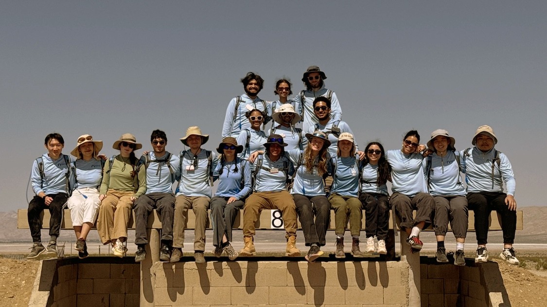 19 students of the Columbia Space Initiative Rockets team posing for a photo