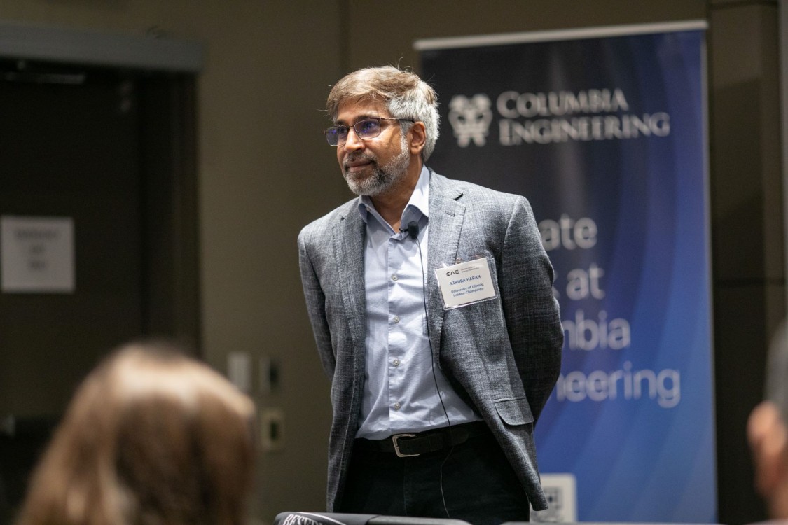 Kiruba Haran, Grainger Endowed Director's Chair in Electric Machinery and Electromechanics at University of Illinois at Urbana-Champaign, presenting at the CCAE symposium