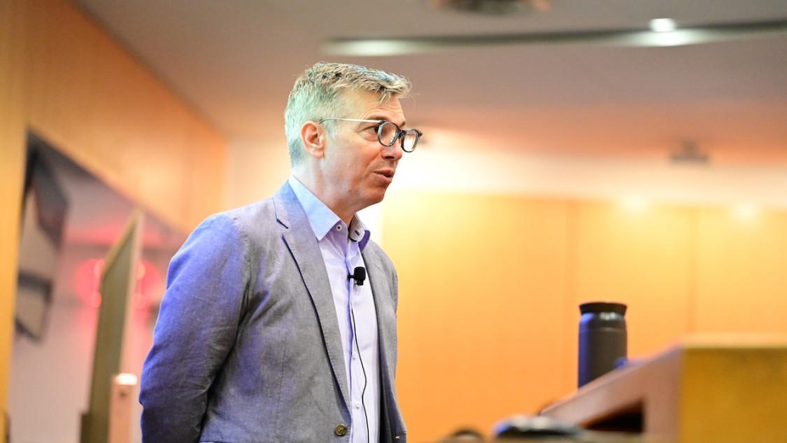 Chris Wiggins teaching on campus