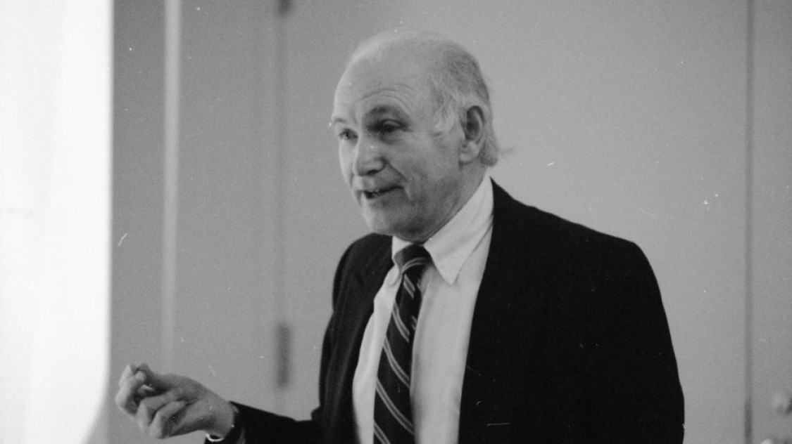Black-and-white close-up portrait of Mischa Schwarz.