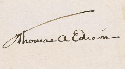 The signature of Thomas Edison