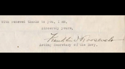 A signature of Franklin Roosevelt