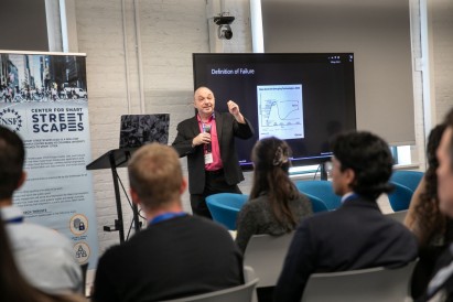 Chris White speaks at the Center for Smart Streetscapes (CS3) on Columbia’s Manhattanville Campus