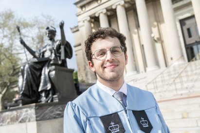 Samir Farraj in a Columbia graduation robe